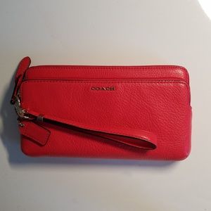 New Coach Double Zip Leather Wristlet